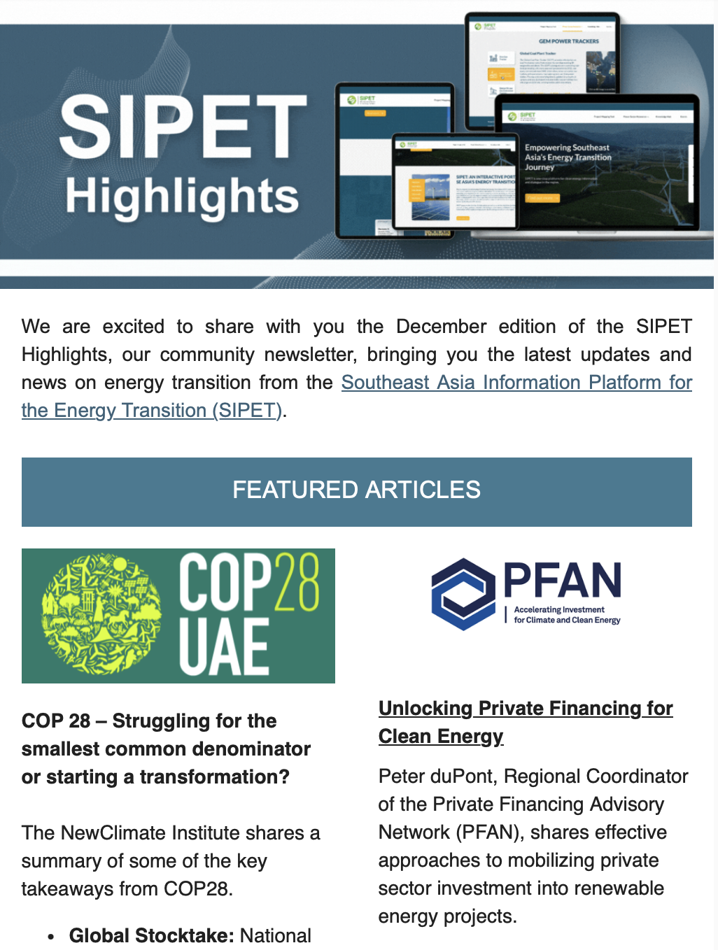 SIPET Newsletter December 2023
