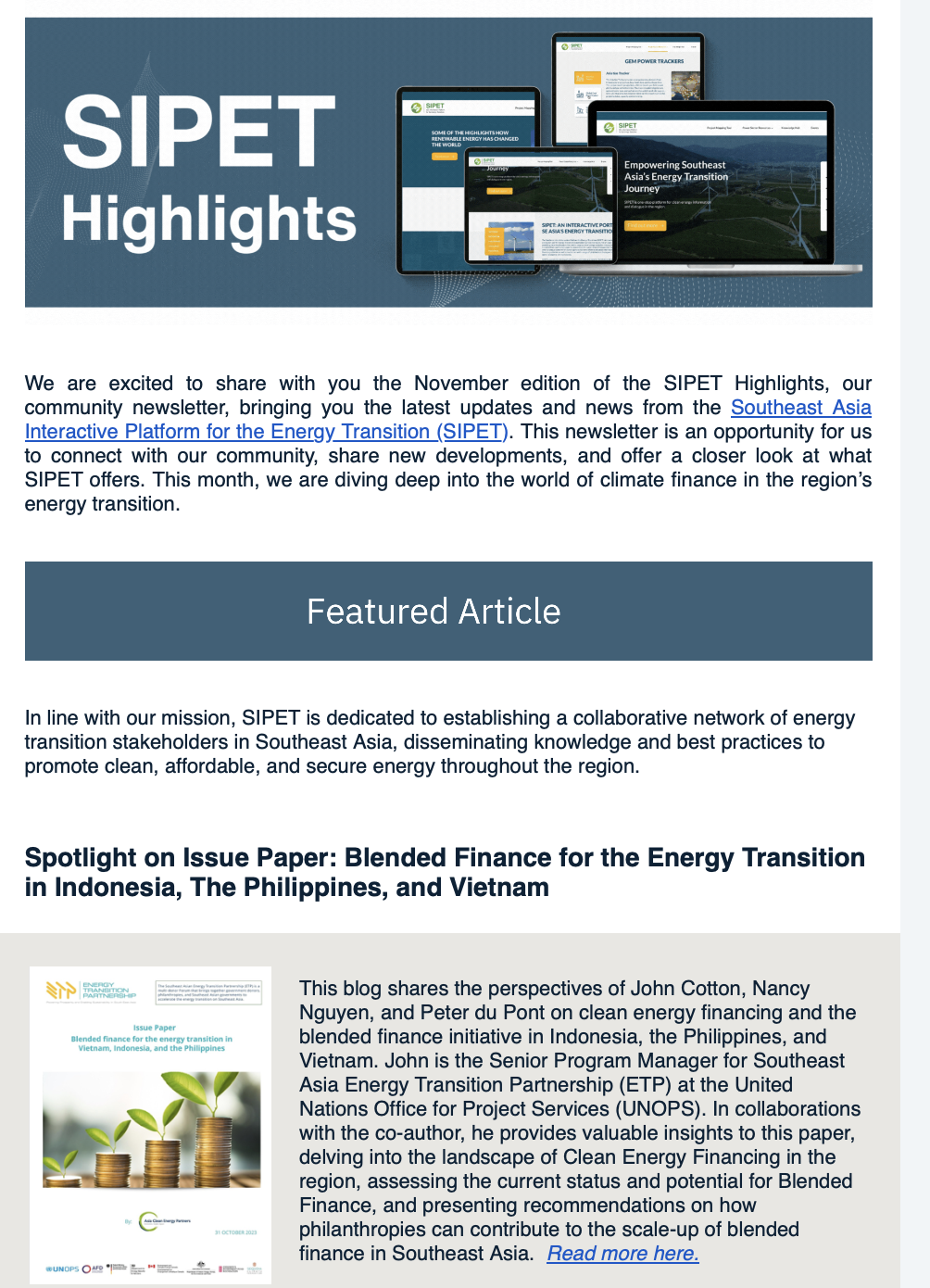 SIPET Newsletter November 2023