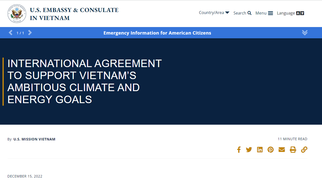 International Agreement to support Viet Nams Ambitious Climate and Energy Goals
