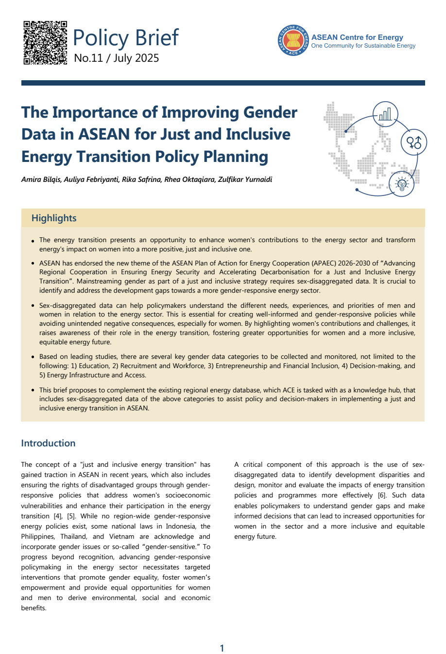The Importance of Improving Gender Data in ASEAN for Just and Inclusive Energy Transition Policy Planning