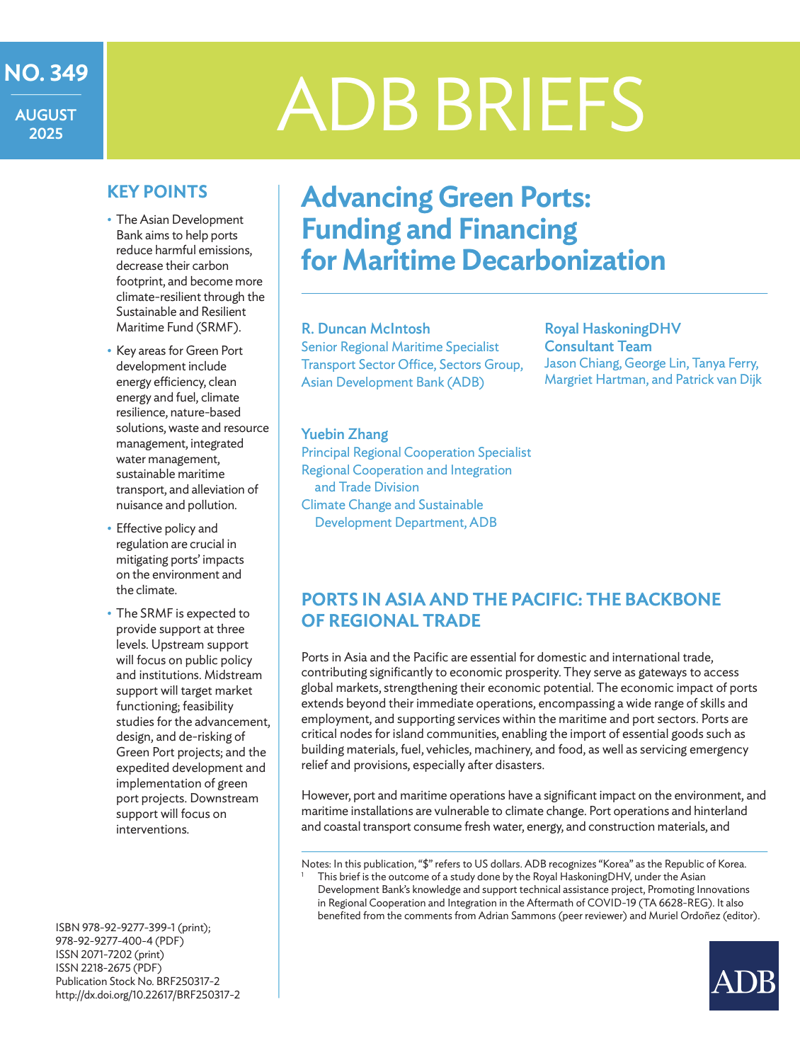 Advancing Green Ports: Funding and Financing for Maritime Decarbonization