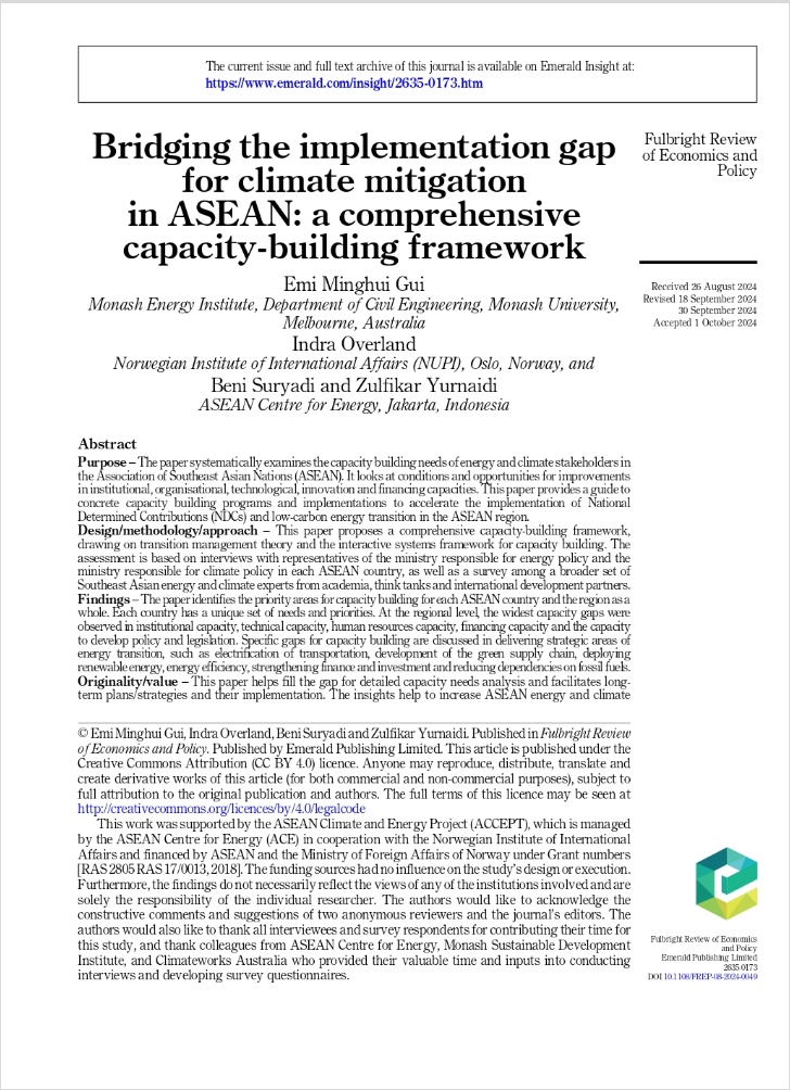 Bridging the implementation gap for climate mitigation in ASEAN: A comprehensive capacity-building framework